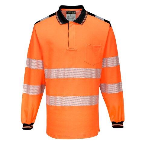 PORTWEST T184 PW3 POLO HAUTE VISIBILITÉ ML ORANGE/NOIR - TAILLE L
