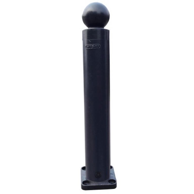 Poteau à mémoire de forme avec platine à fixer coloris noir tête boule hauteur 800mm diamètre 100mm_0