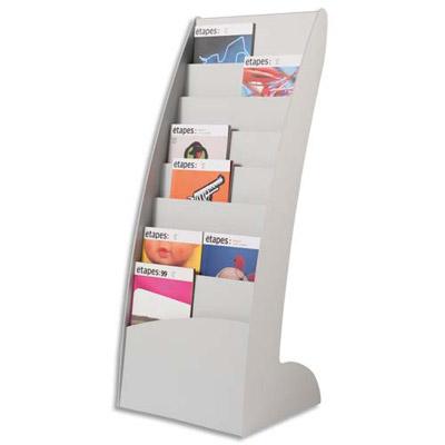 PRESENTOIR FIXE COURBO PAPERFLOW - 8 CASES EPAISSEUR 2 CM - EN POLYSTYRENE - L85,5 X H167,5 X P38,5 CM - GRIS