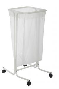 Support sac poubelle 110L Tubag - roulettes - blanc signalisation RAL 9016 - acier poudré anti-UV_0