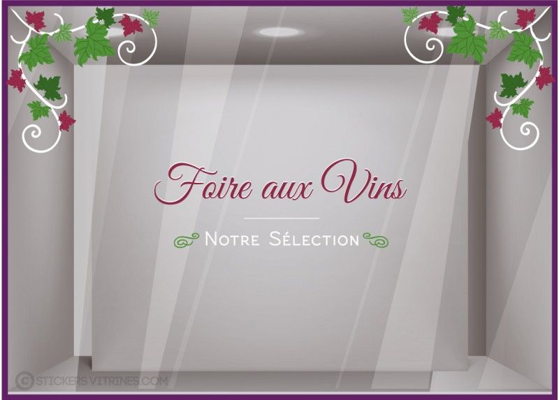Sv497 - Adhésif pour vitrine - Stickers branches et feuilles de vigne - Dimensions 130 x 64 cm_0