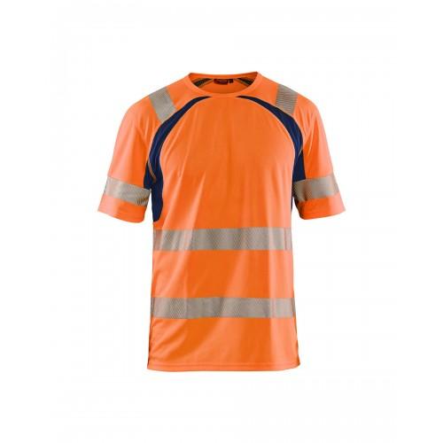 T-SHIRT HAUTE VISIBILITÉ ANTI-UV 3397 - ORANGE FLUO ET BLEU MARINE - XS BLAKLADER
