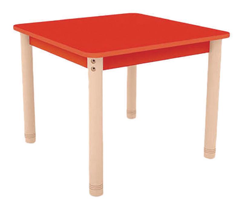 TABLE CLASSIK CARRÉE RÉGLABLE T3 À T4 - ROUGE/HÊTRE - MANUTAN COLLECTIVITÉS