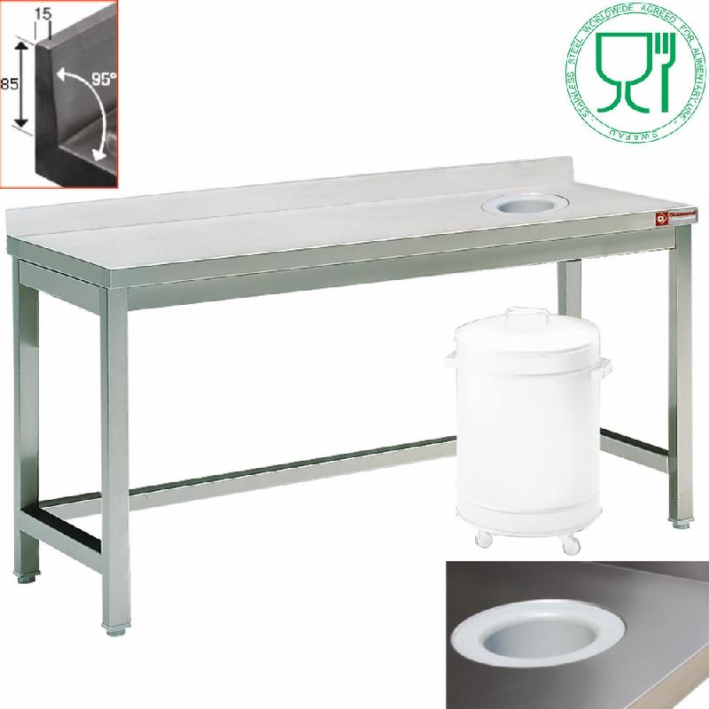 Table de débarrassage avec vide ordure + dosseret profondeur 700 mm gamme standard line 1400x700xh880/900 tables de débarrassage inox soudées - TS1470A_0