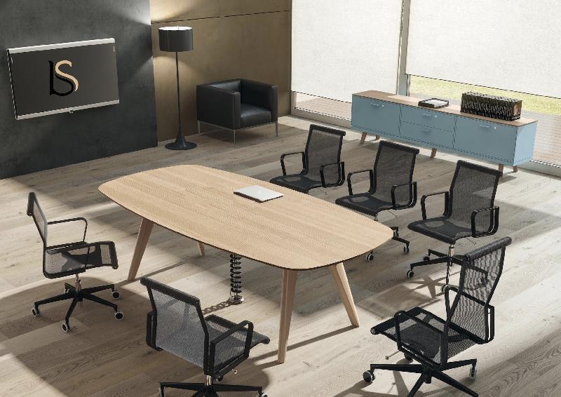 Table de réunion Rail en bois- Bralco. - Oui, 280, Chêne gris_0