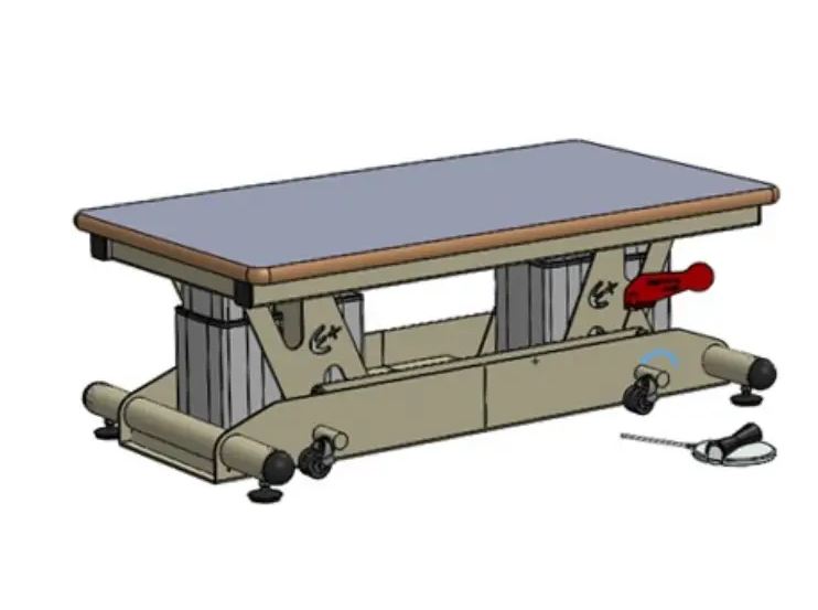 Table d'atelier ergonomique surbaissée, rigide et mobile - Réglable en hauteur_0
