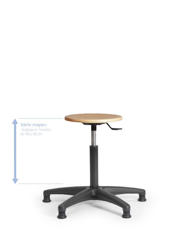 Tabouret en bois standard roulettes auto-bloquantes 480 à 660 avec_0