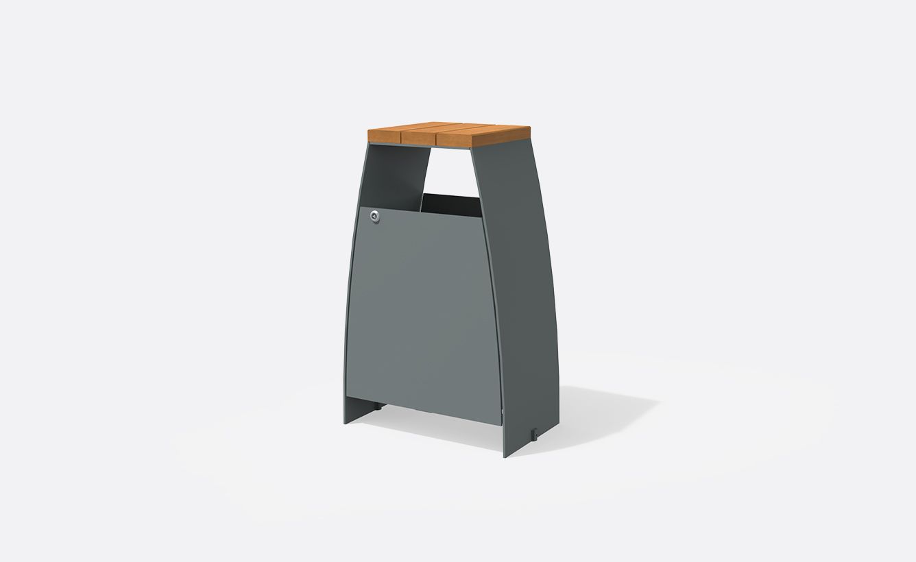 Tango - poubelle publique - larus - 35L - acier et bois FSC - récipient plastique rotomoulé_0