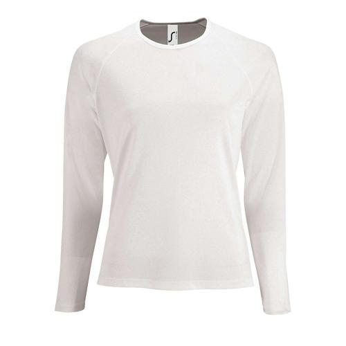 TEE-SHIRT PERSONNALISABLE MANCHE LONGUE DESPORT FEMME EN POLYESTER BLANC