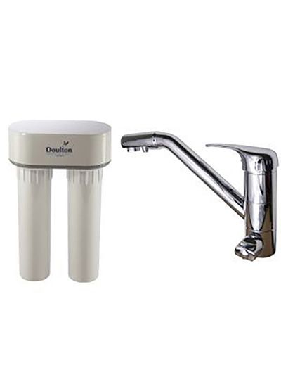 3079R3VBB - Purificateur d'eau Doulton DUO Anti-Nitrate sous évier avec robinet mitigeur 3 voies inox brillant - Dimensions : 32 cm x 20 cm x 10 cm_0