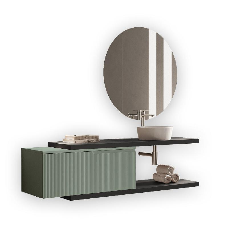 AQA Design Composition de salle de bain en MDF 5 pièces VENERE anthracite/vert sauge L.200 P.45 H.190 MPVE53-ANT-SAL - multicolore Bois manufacturé_0