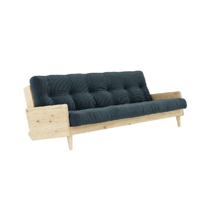 CANAPÉ 3 PLACES CONVERTIBLE INDIE STYLE SCANDINAVE FUTON BLEU PÂLE COUCHAGE 130*190 CM._0
