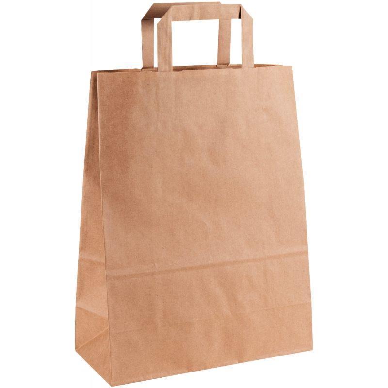 Carton de 200 sacs kraft brun poignée plate 26+12x34cm 80g/m²_0