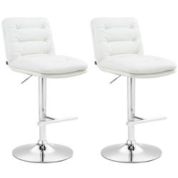 CLP Lot de 2 tabourets de bar Damar en similicuir Blanc /Chrome - blanc polyester 325685_0