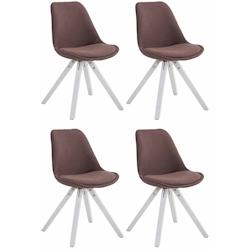 CLP Lot de 4 Chaises de salle à manger Toulouse Tissu Pieds carrés bois Marron/Blanc - marron textile 320937_0