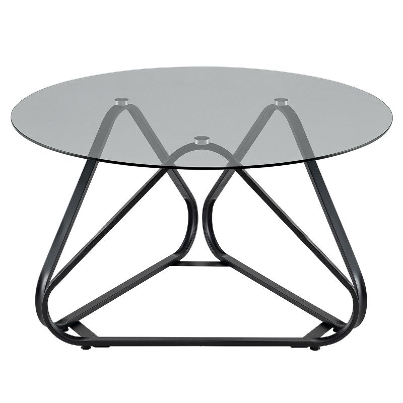 COSTWAY Table Ronde, en Verre Trempé avec Cadre Métallique, 80 cm, Moderne, pour Salon, Chambre et Bureau - multicolore verre TH32150NW_0