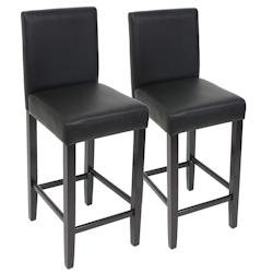 Décoshop26 - 2x tabourets de bar chaise de comptoir en synthétique noir pieds en bois foncé 04_0000098 - noir 3000251048988_0