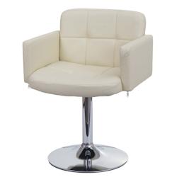 Décoshop26 - Chaise de salle à manger avec accoudoir assise rembourré en PVC crème cadre métal hauteur fixe 04_0006281 - 3000261685128_0