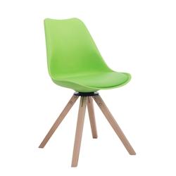 Décoshop26 - Chaise de salle à manger x1 chaise visiteur assise pivotant à 360° en PVC et plastique vert piètement en bois carré 10_0003468 - 30_0