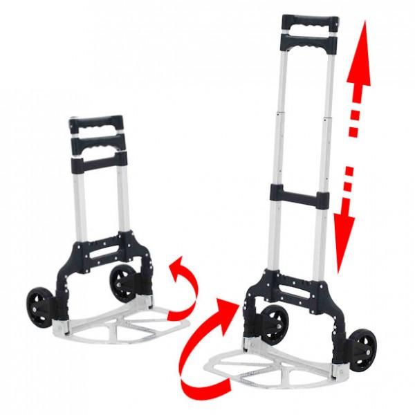 Diable pliant en aluminium - Charge 50 kg - Bavette et dossier rétractables - Rolléco_0