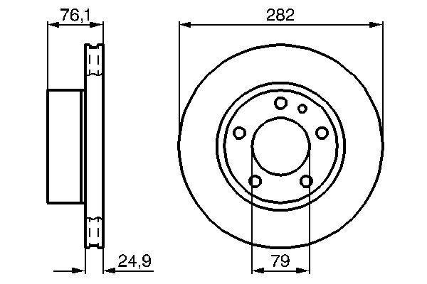 Disque de frein Bosch 0986478217 - ventilé de l'intérieur - boîte de 2 disques - avant - 5 trous_0