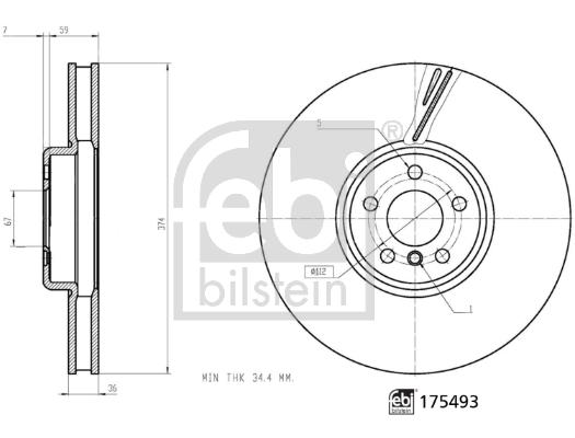 Disque de frein ventilé intérieur - FEBI BILSTEIN 175493 - Avant_0