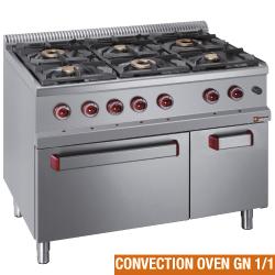 Fourneau 6 feux gaz - four électrique à convection GN 1/1 - armoire neutre G77/6BFEVA11-N - Optima 700_0