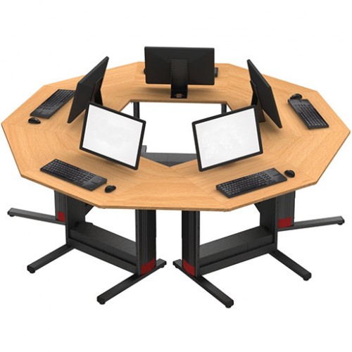 Mobilier de bureau open space en hêtre stratifié 240 cm - Îlot pour 5 postes informatiques - Réf X8F88683_0