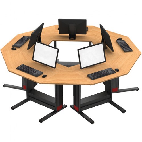 Mobilier de bureau open space en hêtre stratifié 240 cm - Ilot pour 5 postes informatiques - Réf X8F88683_0