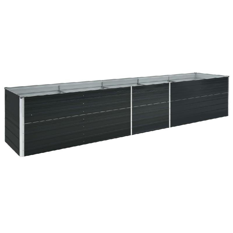 Jardinière lit surélevé en acier galvanisé - 400 x 80 x 45 cm - Anthracite - Pour plantes et fleurs de jardin - Réf. 02_0001115_0