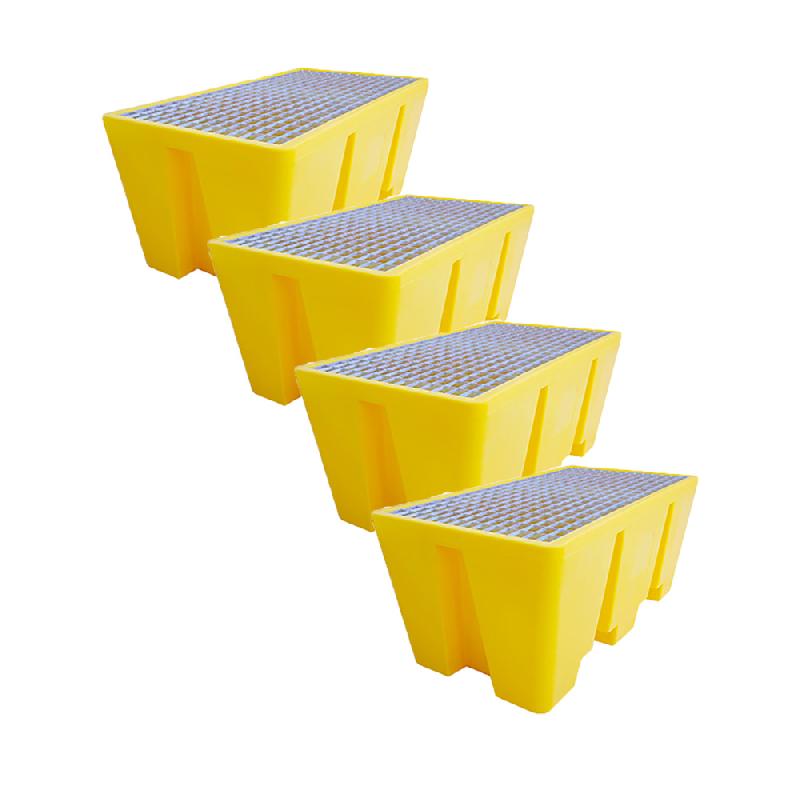 Lot de 4 bacs de rétention pour 2 fûts - PEHD - 300L - Passage de fourches - Plast'Up Rotomoulage_0