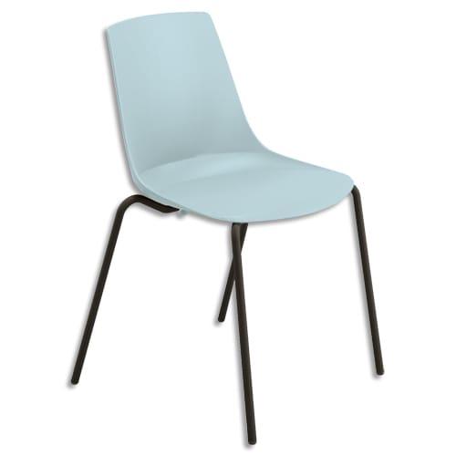 Chaise Cléo polyvalente - coque en polypropylène bleu azur - 4 pieds noirs en métal - empilable par 5_0