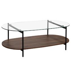 Oviala Business Table basse moderne ovale L 120 cm en verre transparent - marron verre 113677_0