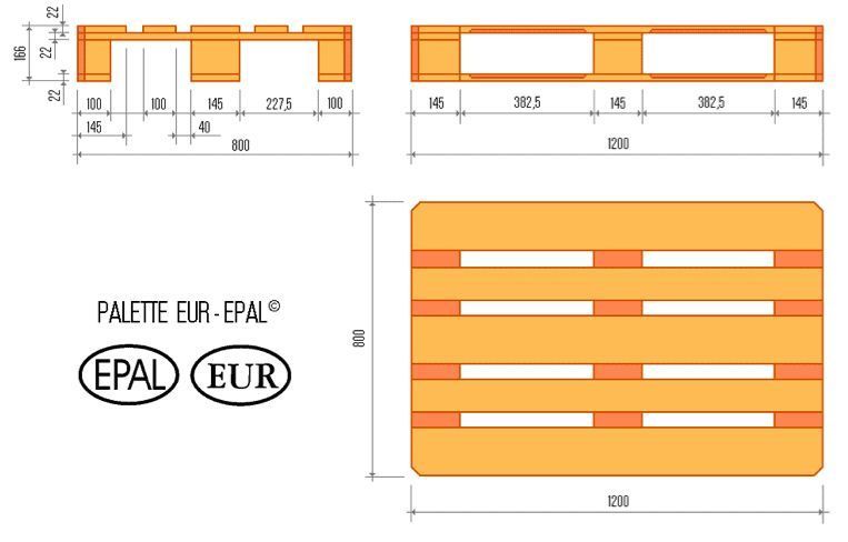 Palette en bois Europe Epal standard traitée NIMP 15 - Charge dynamique entre 1000 et 1400 kg - Palembal_0