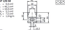 Profilé de section sp 2/b-50 en aluminium naturel anodisé_0