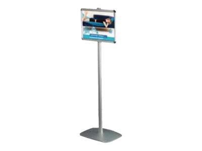 PROMOCOME PLV - Présentoir sur pied A4 - Aluminium anodisé gris - Cadre Clipframe rotatif et système clic-clac_0