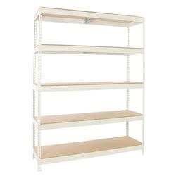 PROREGAL Étagère pour Charges Lourdes WOOD BEAST FIVE | HxLxP 200x150x75cm | 600kg par Niveau | Blanc - blanc métal PR_RS18-78_0