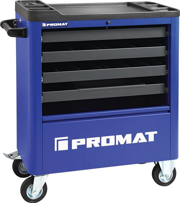 Servante d'atelier PROMAT - tôle acier - 4 tiroirs - 300 kg - dimensions 855x400x895 mm_0