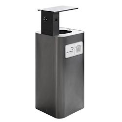 Stil Casa, conteneur avec cendrier, acier inox, 38x38xH102 cm, couvercle supérieur, pictogramme alu, 100 L, brillant. - argenté inox PU100A-TP_0
