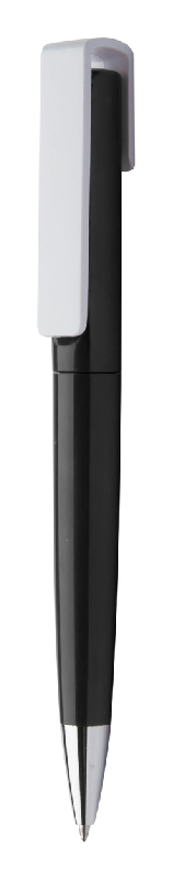 Stylo à bille twist en plastique - large clip pour impression - encre bleue_0