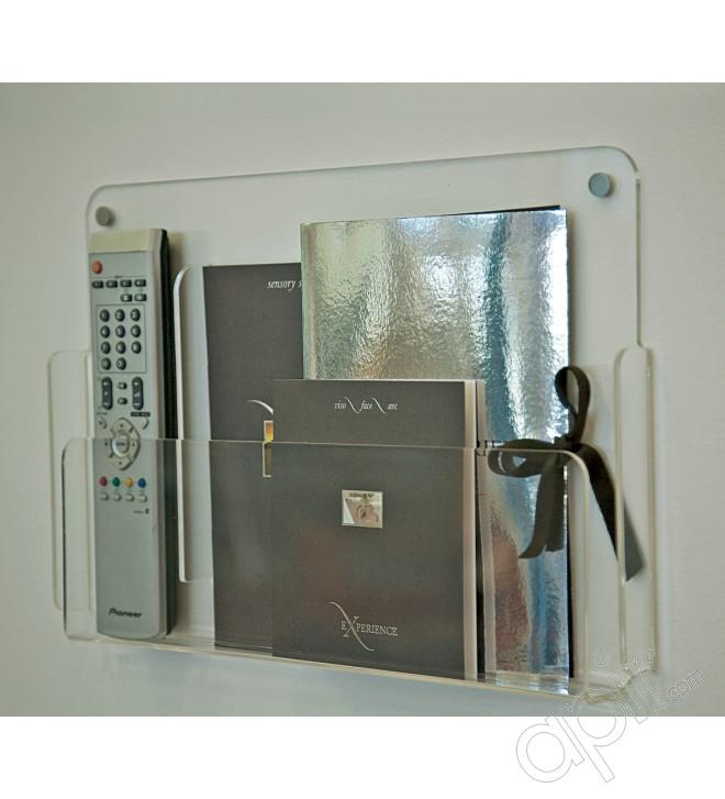 Support porte-objet et information - Alpha - Plexiglas transparent avec fixation murale_0