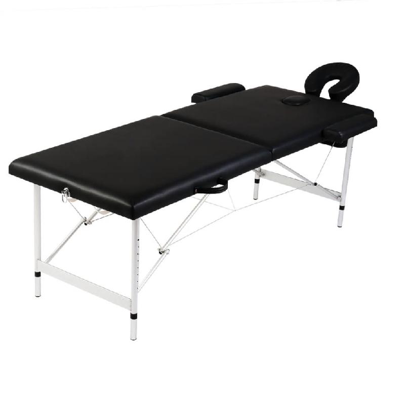 TABLE PLIABLE DE MASSAGE 2 ZONES AVEC CADRE EN INOX NOIR 02_0001886_0