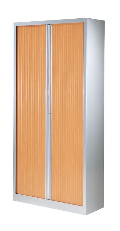 Armoire de bureau à rideaux hêtre/aluminium haute l1000 mm_0
