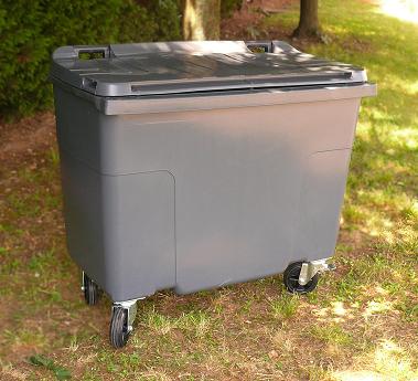 Bac roulant 500L - cuve grise avec couvercle disponible en vert, jaune, bleu ou rouge_0