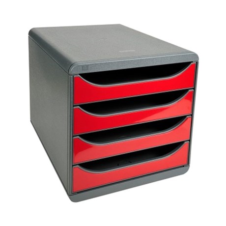 BLOC DE CLASSEMENT BIG BOX CLASSIC 4 TIROIRS GRIS ET ROUGE