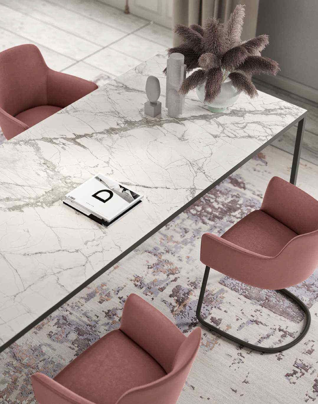 Bureau de direction design avec plateau céramique marbre - X6_0