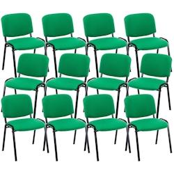 CLP Lot de 12 chaises empilables Ken en tissu Vert - vert textile 313027_0