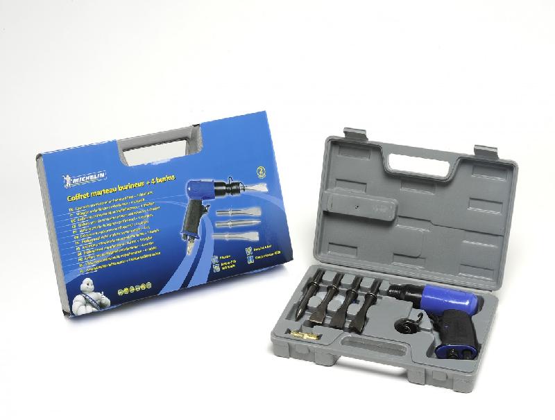 Coffret marteau burineur MICHELIN - 4 burins inclus - 4500 coups/min - Pression 6 bars_0