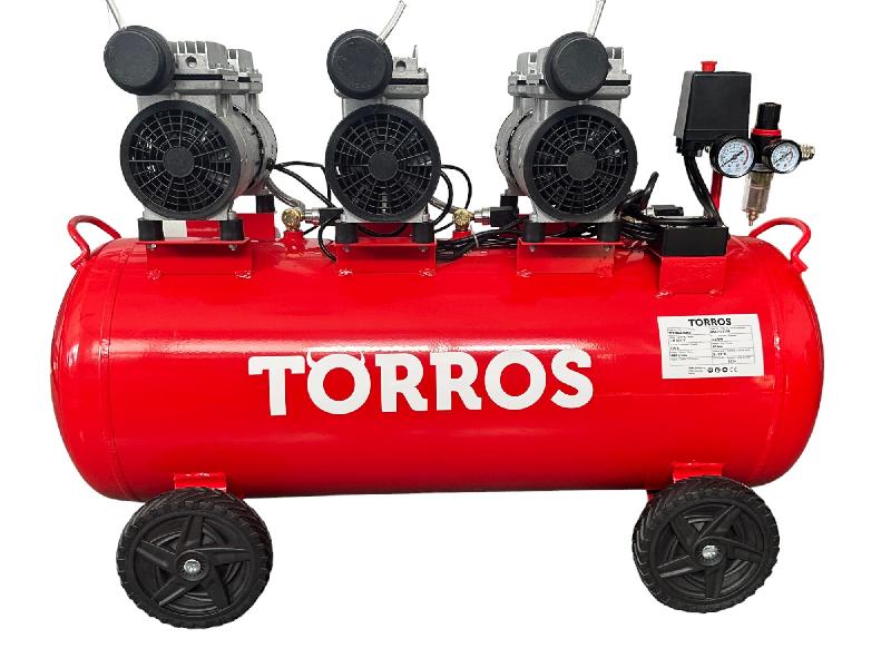 Compresseur silencieux sans huile cuve 100 L 2,2 kW / 3 Ch 480 L/min 10 bar 63 dB(A) 230V Torros TC1004810MS_0