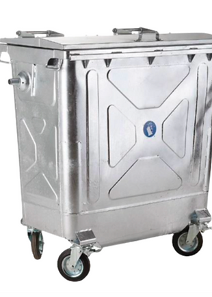 Conteneur roulant en acier 660 litres idéal pour la collecte des déchets solides, domestiques et industriels_0